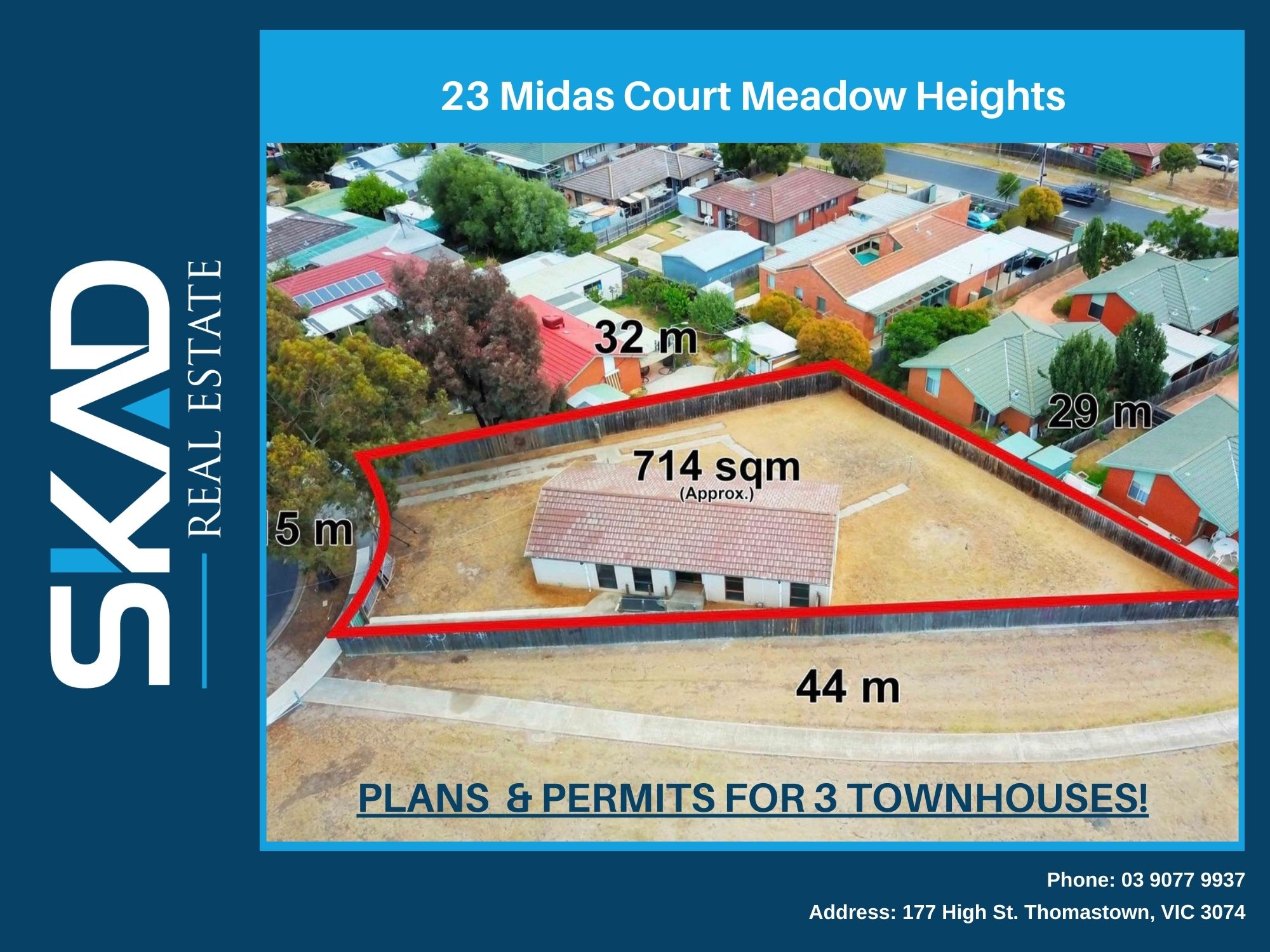 Plans/Permit Approved for 3 Townhouses on 714m2 !!