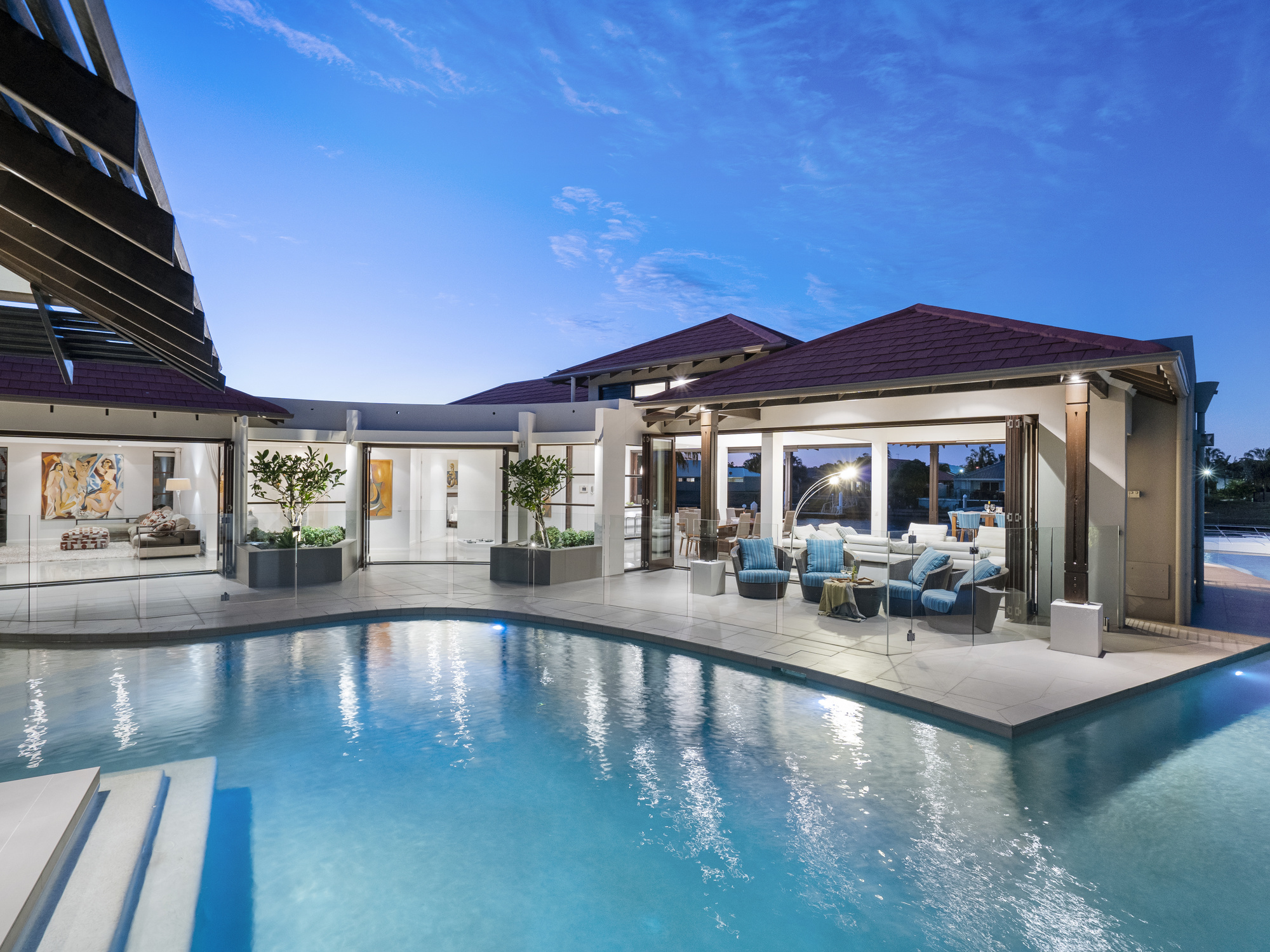 Amazing architect designed Noosa Style canal Residence with 30 metre canal frontage