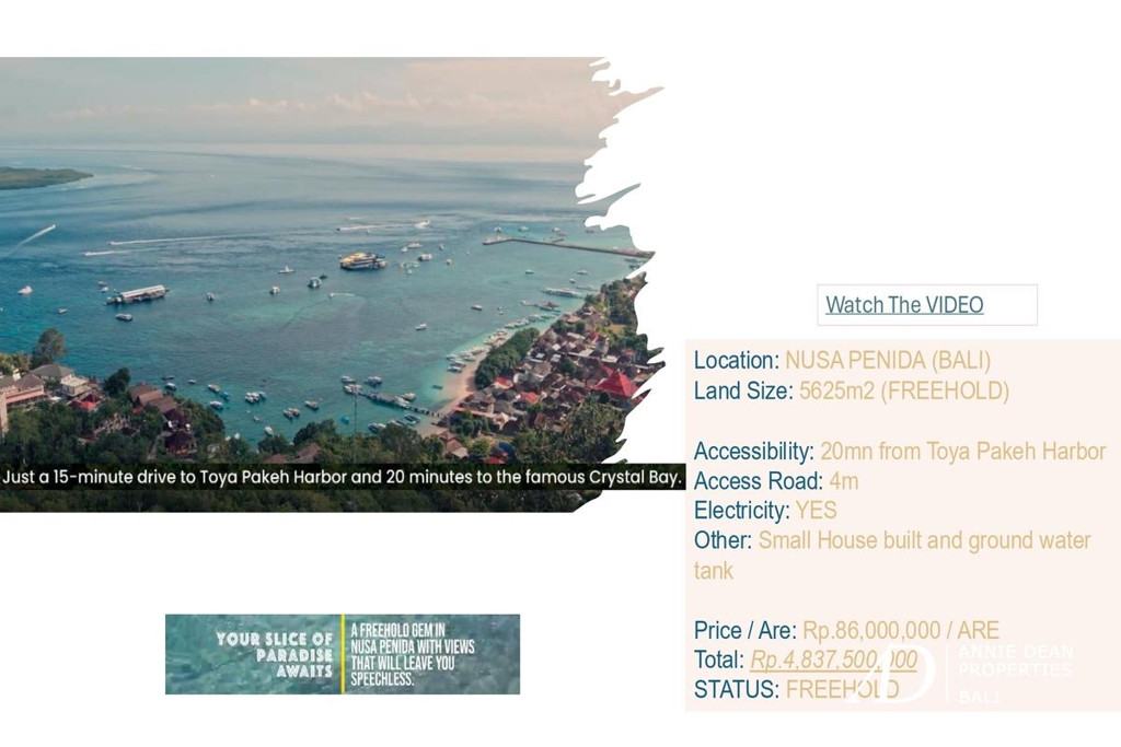 FREEHOLD | LAND INVESTMENT WITH A STUNNING  OCEAN-VIEW IN NUSA PENIDA